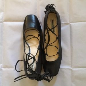 Karl Lagerfeld square toe chunky lace up heels